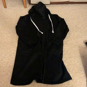 knee length zip up sweatshirt hoodie